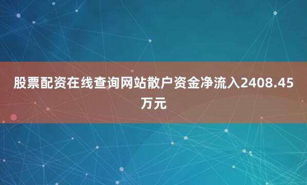 股票配资在线查询网站散户资金净流入2408.45万元
