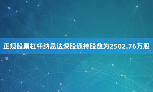 正规股票杠杆纳思达深股通持股数为2502.76万股